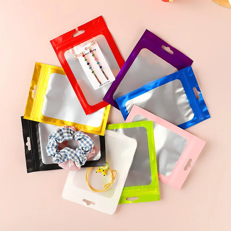 50Pcs Thicken Ziplock Bags Colorful Resealable Zipper Bags Pouch Jewelry Display Electronics Accessories Packaging Storage Bags