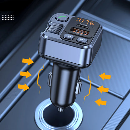 Car Bluetooth Receiver USB U Disk Read PD20w Fast Charging Digital Display Car Mobile Phone Adapter FM Transmiter For Cellphones