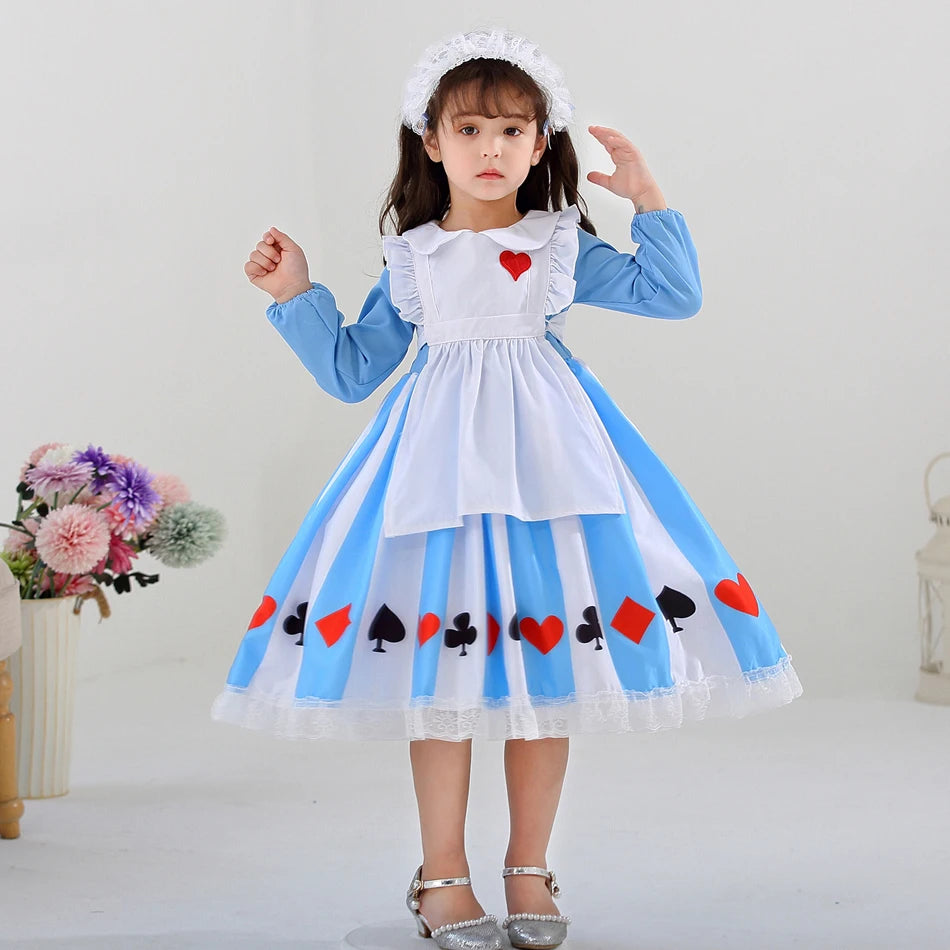 Girl Alice Costume Halloween Maid Lolita Dress Kids Cosplay Servant Family Party Fancy Clothing New Arrival
