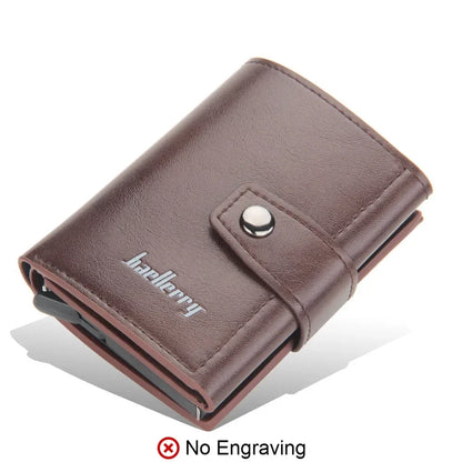 RFID Blocking Protection Men ID Credit Card Holder Wallet Leather Metal Aluminum Business Bank Card Case CreditCard Cardholder