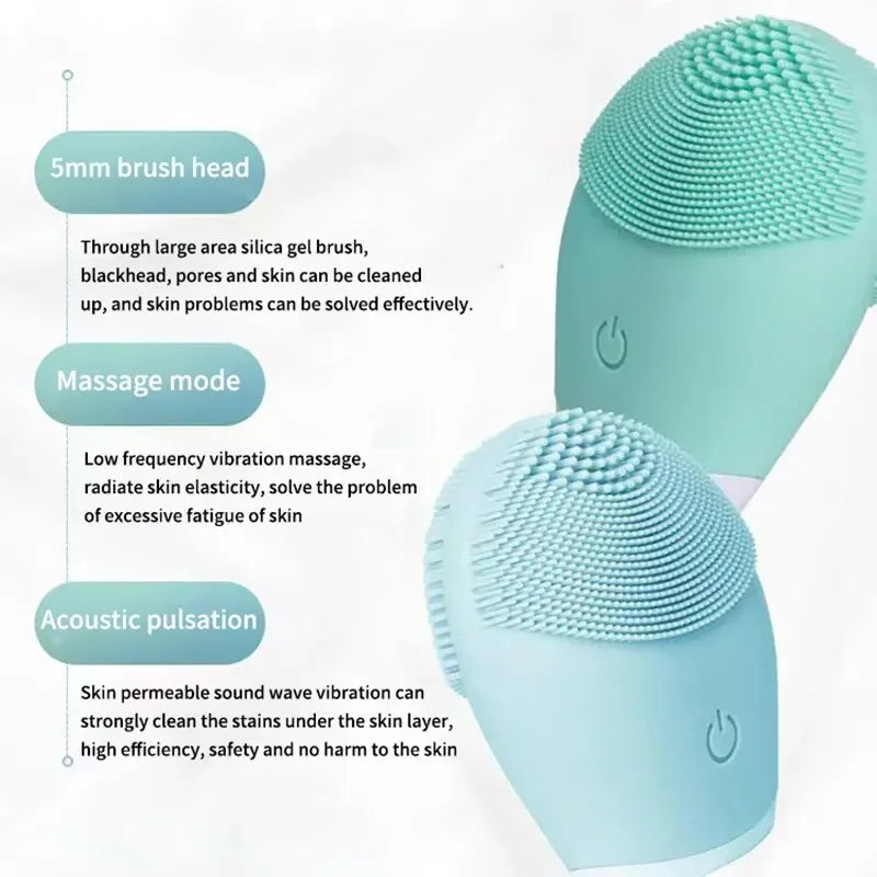 Electric Silicone Massager Facial Cleanser Skincare Massage Tool Beauty Machine Vibration Cleaning Of Pores Self Provided Batter