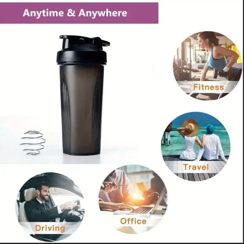 Large Sports Shaker Cup With Metal Stirring Ball For Protein Powder Shake Drink Mixing Sports Water Bottle Suitable For Sports