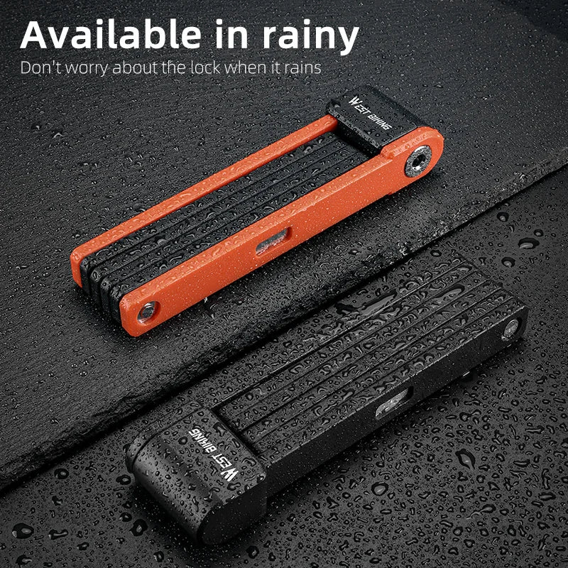 WEST BIKING Foldable Bicycle Lock Security Anti-theft Cycling Lock MTB Road Bicycle Accessories Scooter Electric Bike Chain Lock