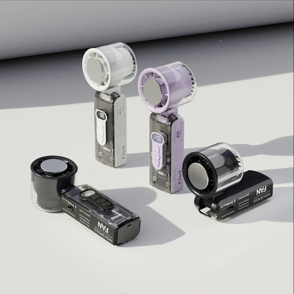 Portable Mini Fan Handheld Fan With Display High Speed Turbo Strong Wind 3600mAh USB Rechargeable Folding Fans For Home Outdoor