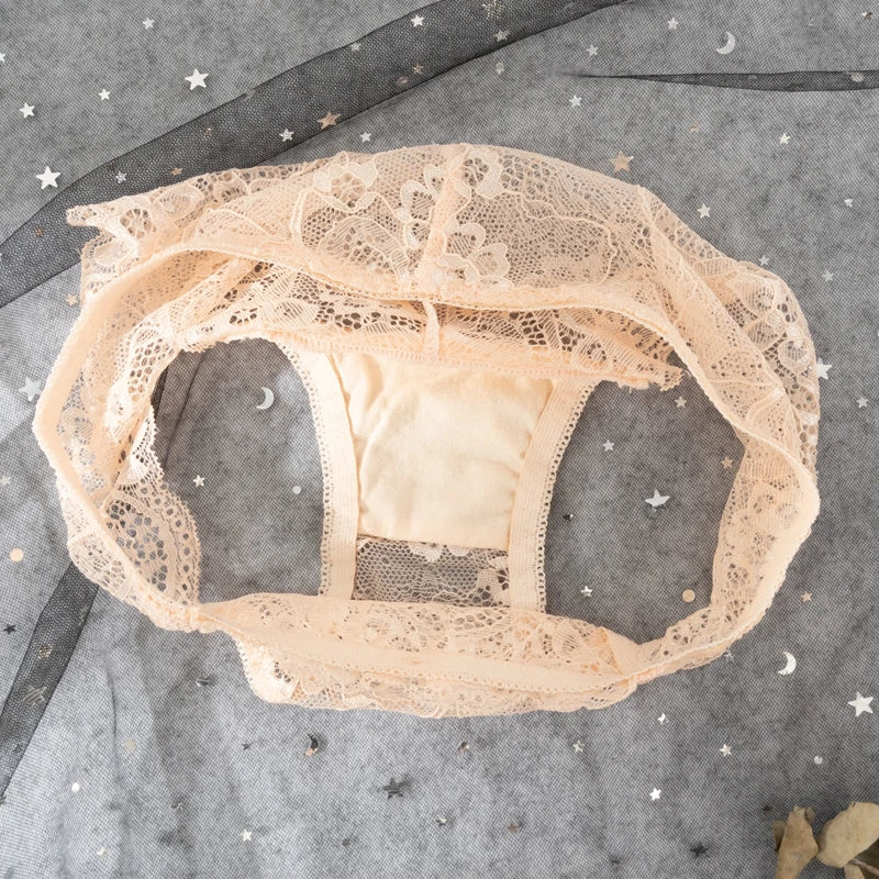 3PCS Hollow Out See Through Underpants Comfortable Briefs Sexy Ladies Lace Transparent Panties Low-Rise Lingerie