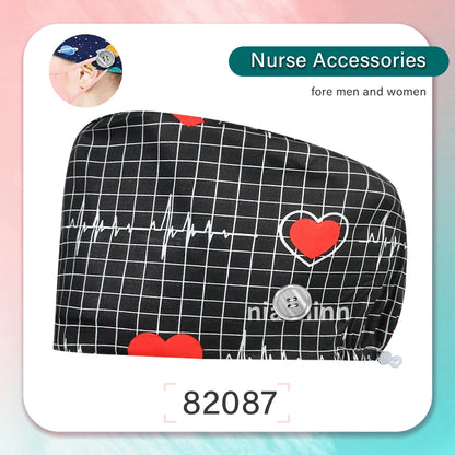 Cartoon Printed Operating Room Doctor Work Scrub Hat Pharmacy Dentistry Clinic Surgical Cap Adjustable Medical Nurse Accessories