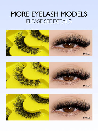 GROINNEYA Cat Eye Lashes Natural Look Mink Eyelashes Natural Look Faux Mink Wispy Soft Natural Clear Band Lashes Makeup