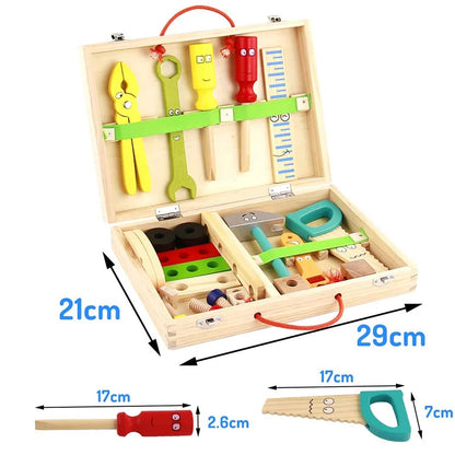 Educational Montessori Kids Toys Plastic Wooden Toolbox Pretend Play Set Children Nut Screw Assembly Simulation Carpenter Tool