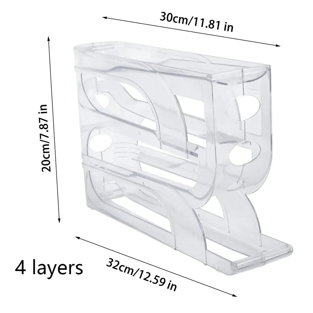 Egg Holder for Fridge Auto Rolling Fridge Egg Organizer Space-Saving Egg Dispenser Holder Large Capacity Egg Dispenser for Refri