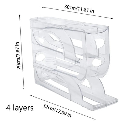 Egg Holder for Fridge Auto Rolling Fridge Egg Organizer Space-Saving Egg Dispenser Holder Large Capacity Egg Dispenser for Refri