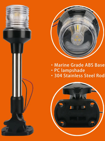 LED Fold Down Anchor Light, Sailing Signal Lamp for Marine, Boat Yacht Accessories, 12-24V