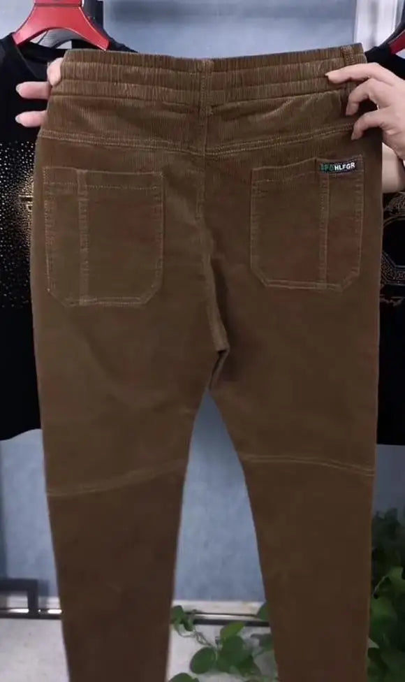 Autumn Winter Casual Pants Elastic Wais Men Corduroy Trousers Six Pockets Joggers Baggy Slim Mens Trousers Designer Sweatpants