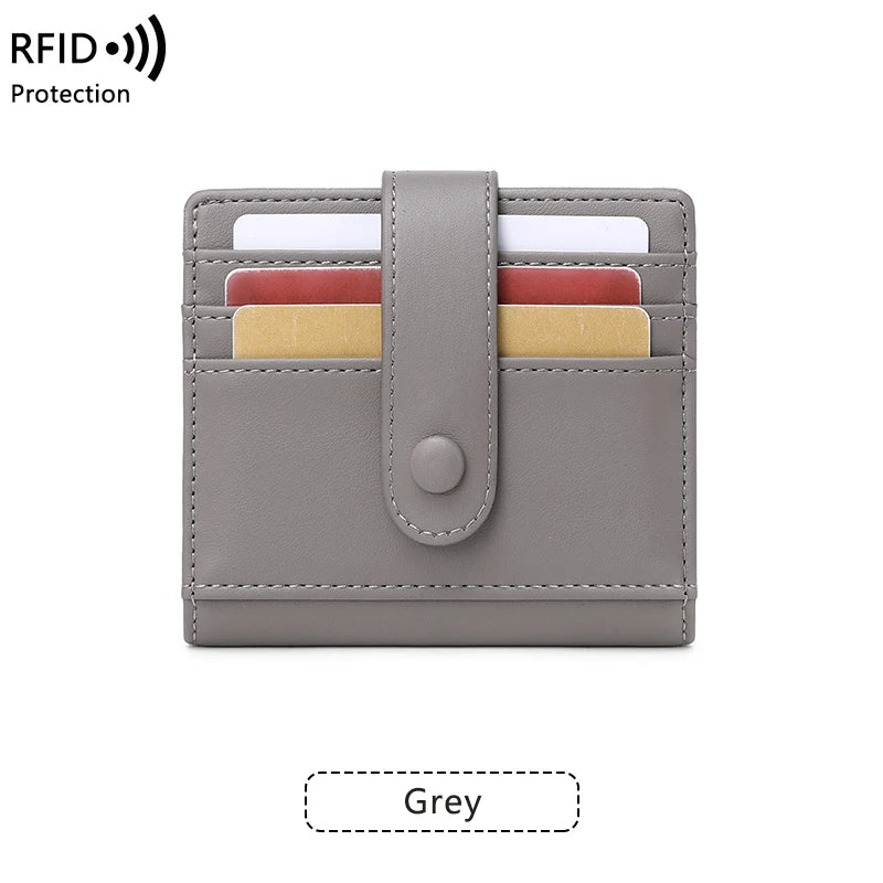 RFID Anti-blocking Wallet for Women, Multi-Card, Credit Card Bag, Lightweight and Simple, Short Buckle, Small, Fashion Wallet