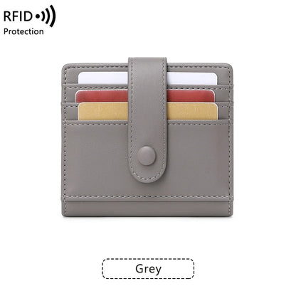 RFID Anti-blocking Wallet for Women, Multi-Card, Credit Card Bag, Lightweight and Simple, Short Buckle, Small, Fashion Wallet