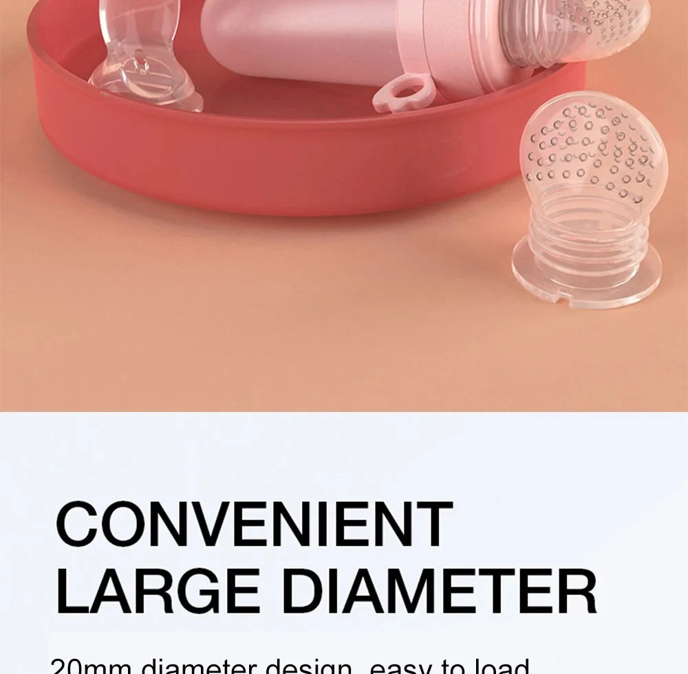 Baby Feeding Bottle + Teether Baby Silicone Rice Paste Cereal Feeding Squeeze Bottle Spoon Feeder for Newborn Child Utensils