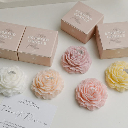 Peony Scented Candles, Handmade DIY Mini Floral Candles for Valentine's Day Gifts