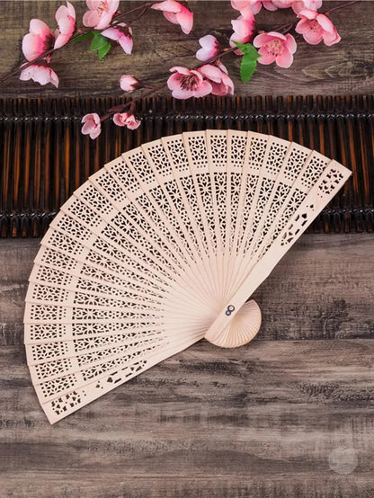 1pc-Elegant wooden folding hand fan favored by fans, favored by wedding parties and performances