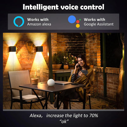 Smart Outdoor Lights Color Changing RGB+ 2700K-6500K Square Aluminum Waterproof Rustproof App Control Up and Down Lights