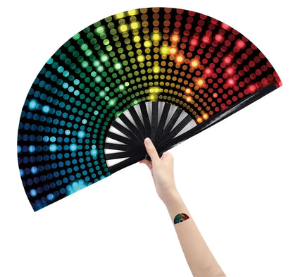 Rave Fan  Festival Fan Hand Fans Foldable Kung Fu Fan Large Phantom Clack Fan Folding Fans Craft Hand Fans for Party Line Dance