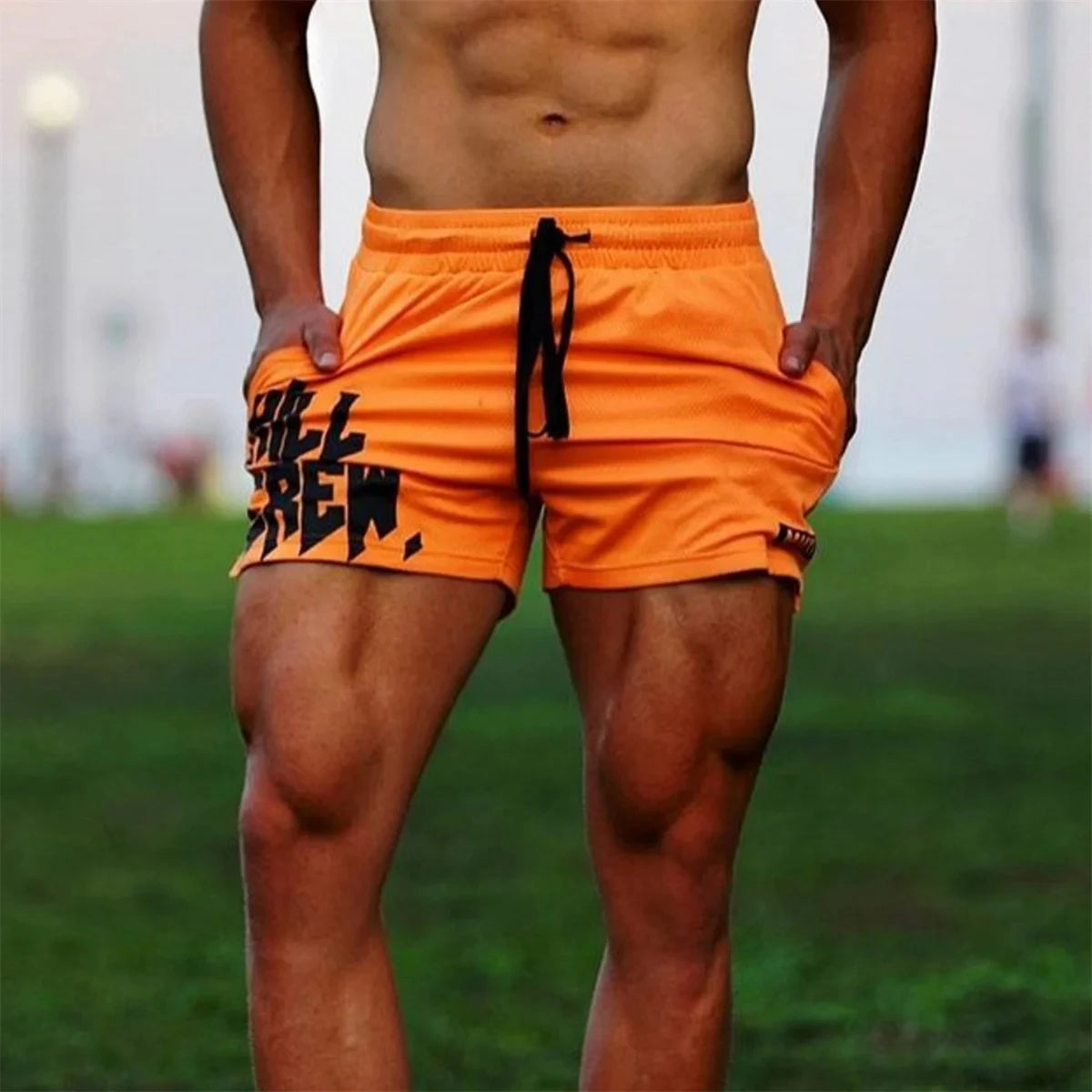 Summer Men's Running Fitness Fitness Gym Fitness Shorts Mesh Quick Dry Drawstring Beach Pants