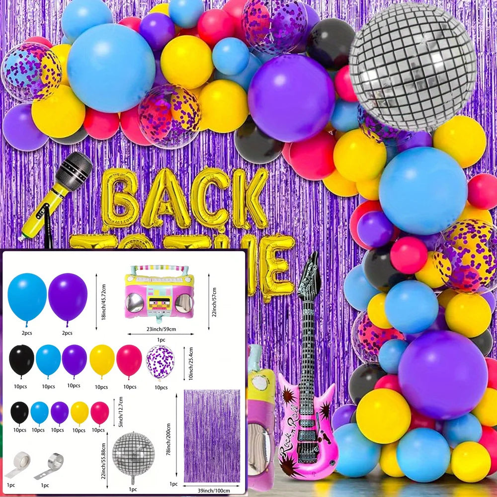 119PCS 90s Disco Party Decoration Set Disco Balloon Radio Adult Hip Hop Party Single Party Decoration Birthday Party Balloon