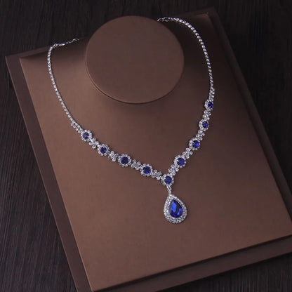 Fashionable bridal accessory set consisting of a necklace and a pair of earrings. New wedding dress, dress accessories, wedding