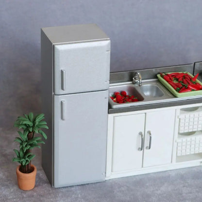 1/12 Dollhouse Miniature Kitchen Refrigerator Wooden Fridge Furniture
