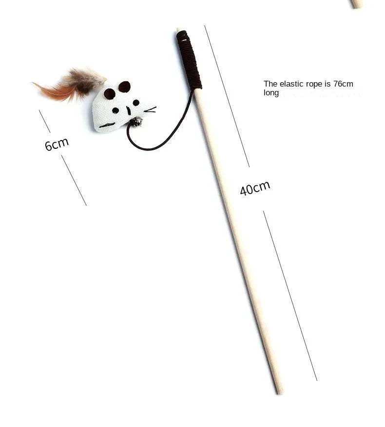 Interactive Cat Toy Kitten Funny Colorful Rod Cat Wand Toys Wood Pet Cat Toys Interactive Stick Pet Cat Supplies Stick Playing
