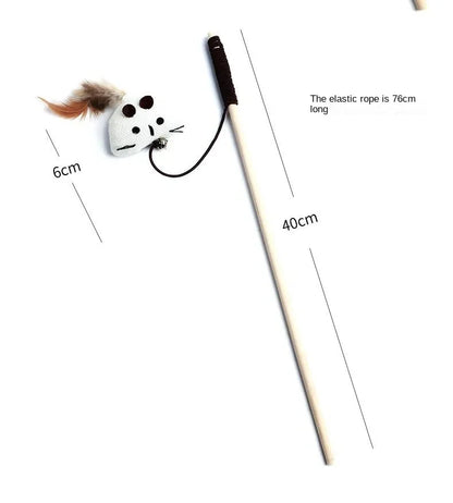 Interactive Cat Toy Kitten Funny Colorful Rod Cat Wand Toys Wood Pet Cat Toys Interactive Stick Pet Cat Supplies Stick Playing