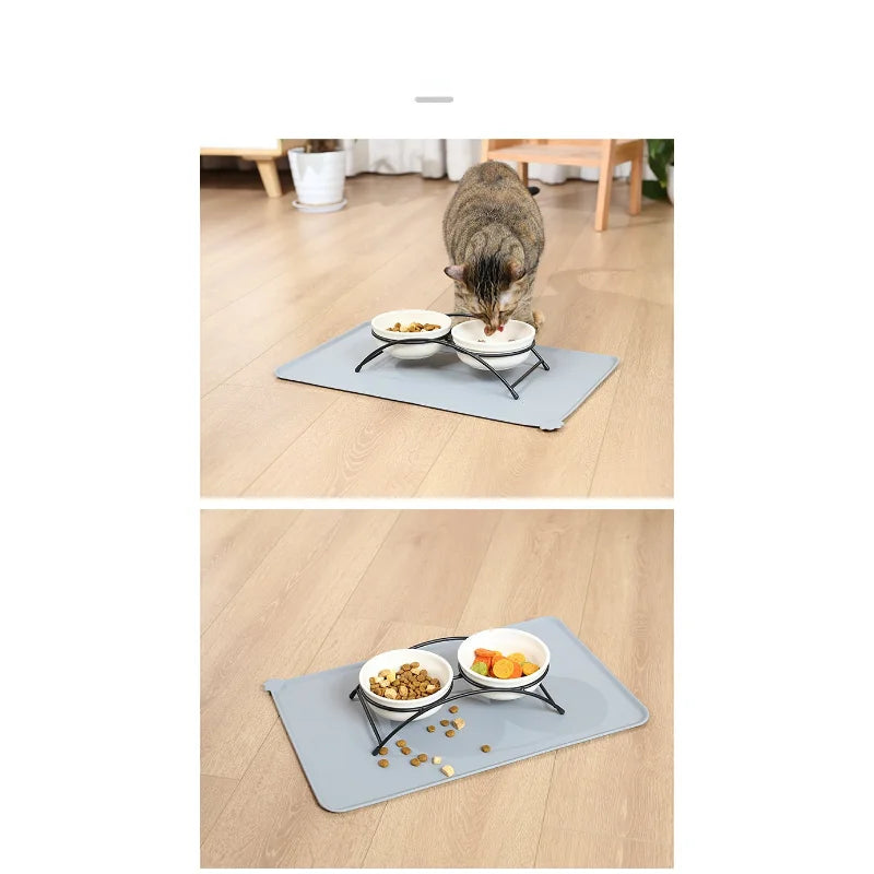 Food Grade Silicone Bowl Mats, Non - slip Food Pan Mat With Border, Waterproof Silicone Pet Placemat, Pet Feeders