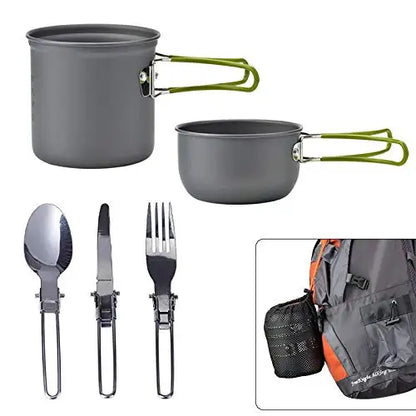 Portable Camping Cookware Kit for Backpacking Gear Camping Cooking Set Easy Storage Backpack Camping Pots Outdoor Cooking