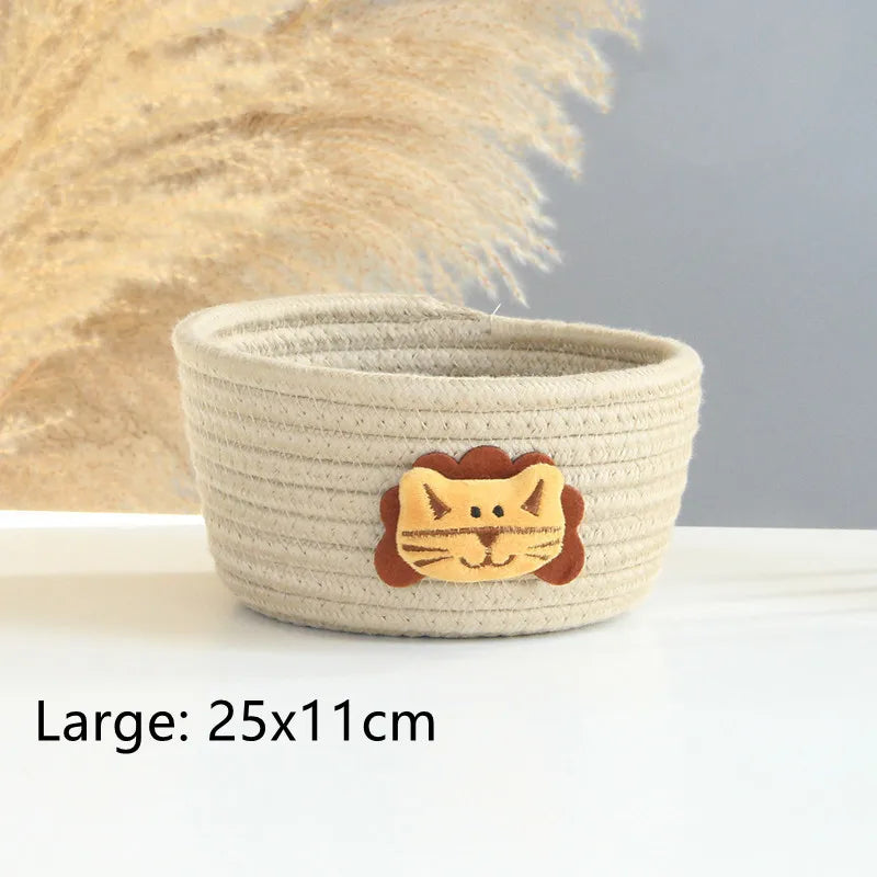 Cartoon Animals Hand Woven Storage Basket Kids Toys Desktop Organizer Sundries Storage Box Laundry Baskets storage box