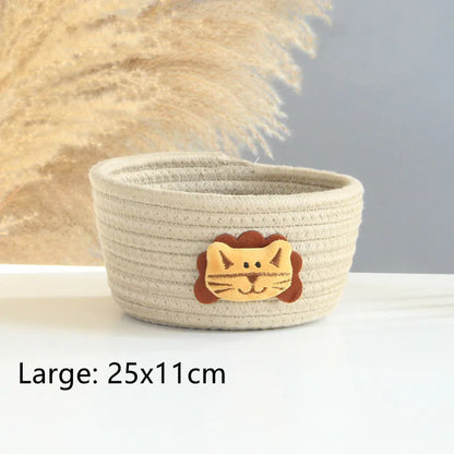 Cartoon Animals Hand Woven Storage Basket Kids Toys Desktop Organizer Sundries Storage Box Laundry Baskets storage box