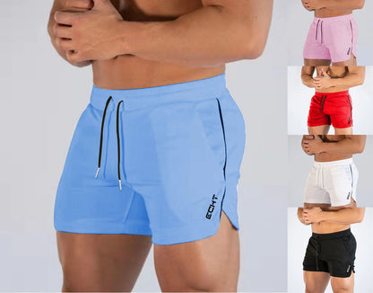 2024 New Fitness Big Muscle Man Fitness Slim Shorts Run And Train On The Beach With Pull Rope And Three Point Fitness Shorts
