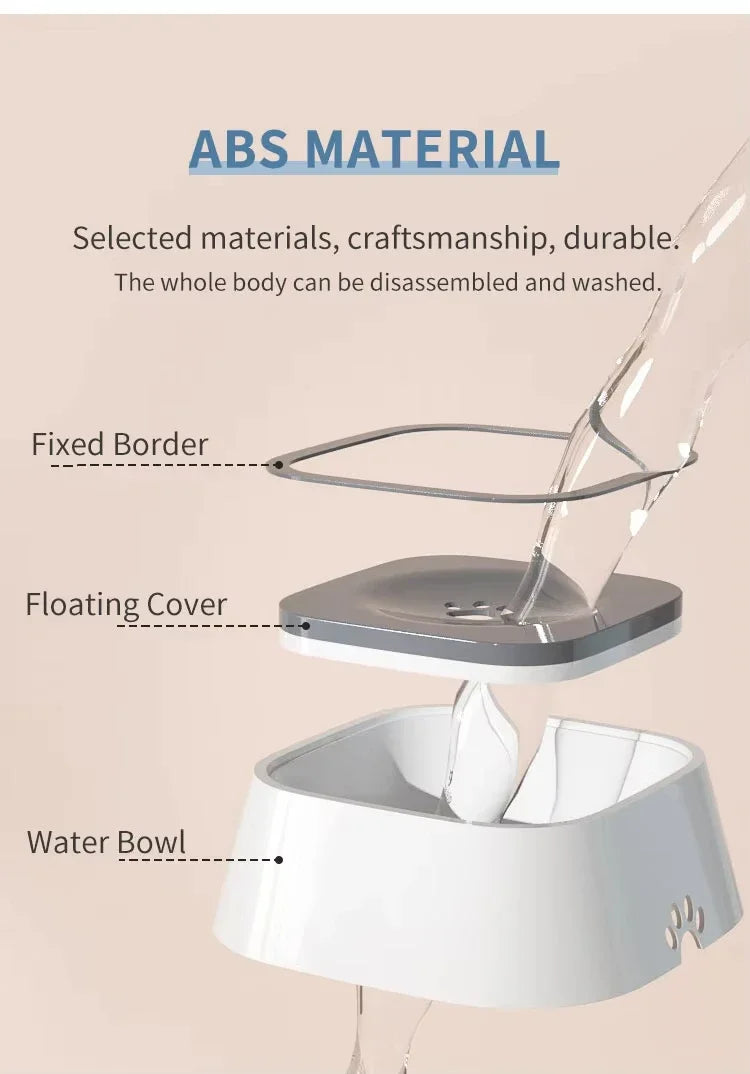 Dog Bowl No Spill, Pet Water Bowl No Drip Slow Water Feeder Cat Bowl, Pet Water Dispenser,Large Capacity Travel Water Bowl