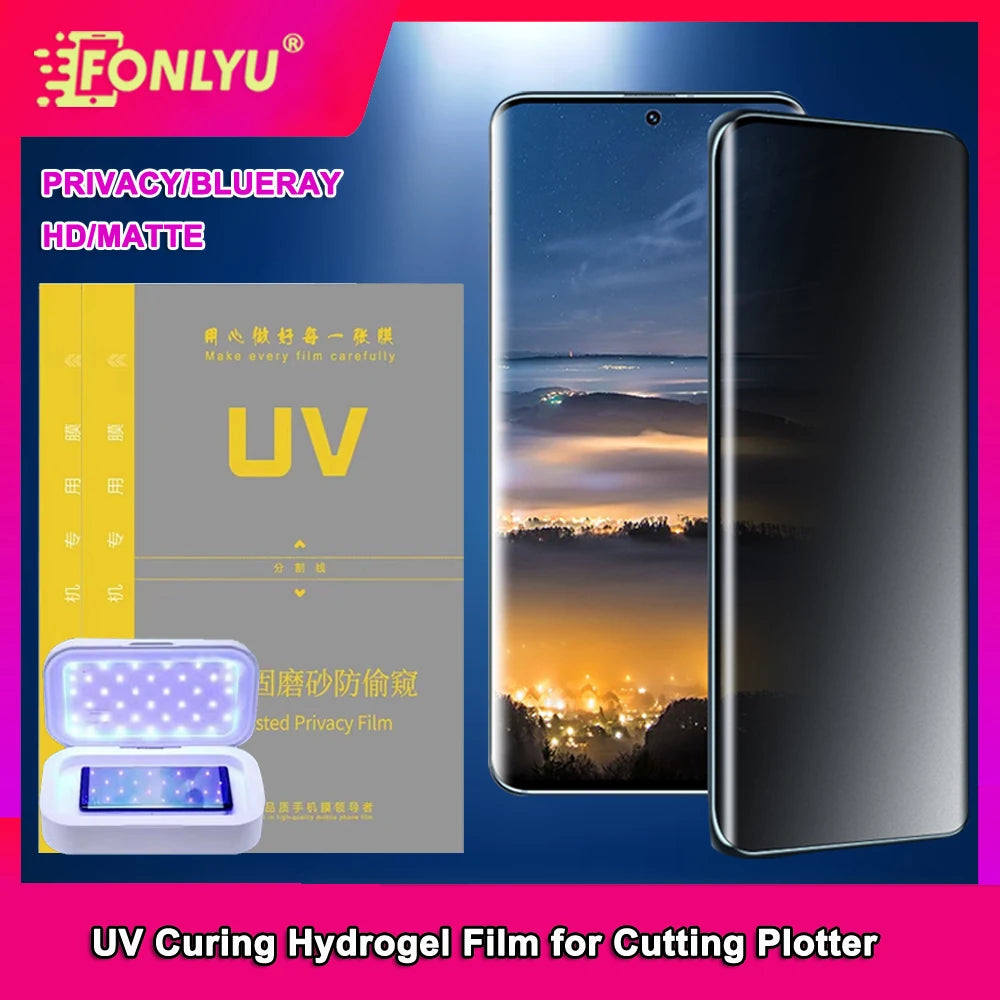 FONLYU UV Glass Film Cell Phone Screen Protector for Hydrogel Sheets Cutting Machine HD Matte Privacy Blueray Full Cover Movie