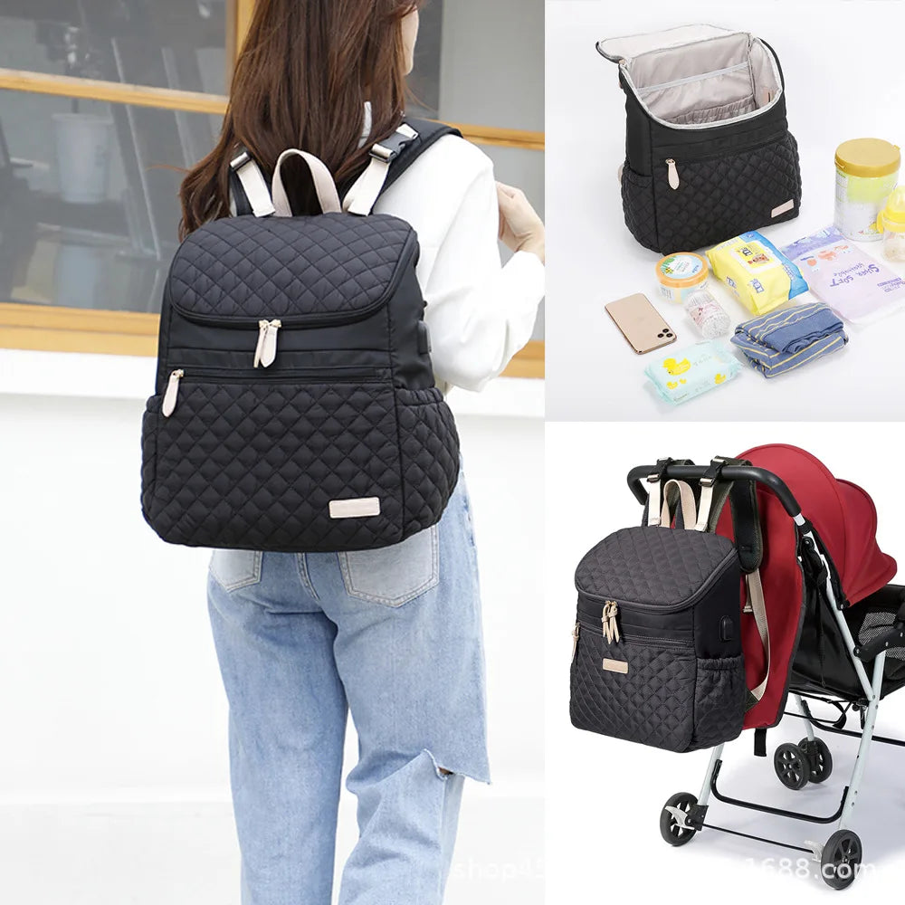 Diaper Bag Backpack,Waterproof Baby Diaper Bag with Changing Pad Converts into Baby Tote Bag Diaper Backpack Stroller Bag and Cr