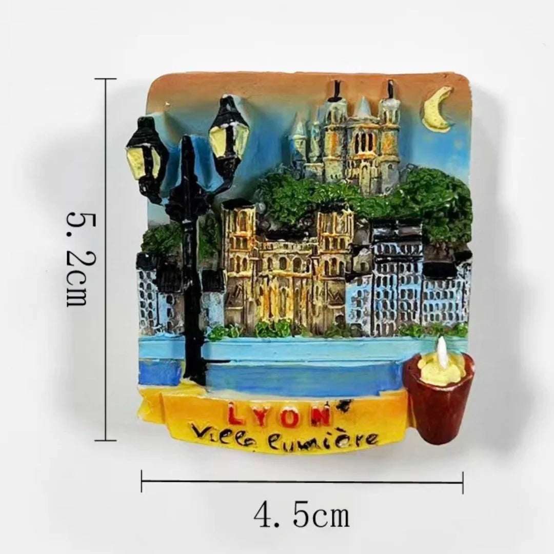 Europe France Lyon Strasbourg Marseille Resin 3D Fridge Magnets Tourism Souvenir Refrigerator Sticker