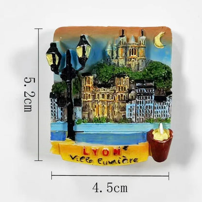 Europe France Lyon Strasbourg Marseille Resin 3D Fridge Magnets Tourism Souvenir Refrigerator Sticker