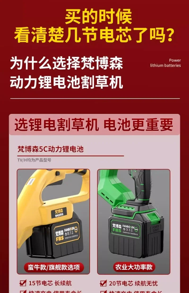 Electric lawn mower Small household lawn Lithium battery rechargeable  mower High power lawn mower