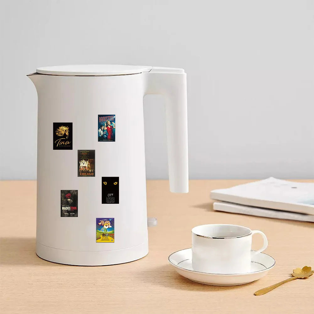 Broadway Musical Stickers, 52Pcs Pack, Classic Musical Stickers, Vinyl Waterproof Decals, Stickers for Laptop, Hydro Flask,