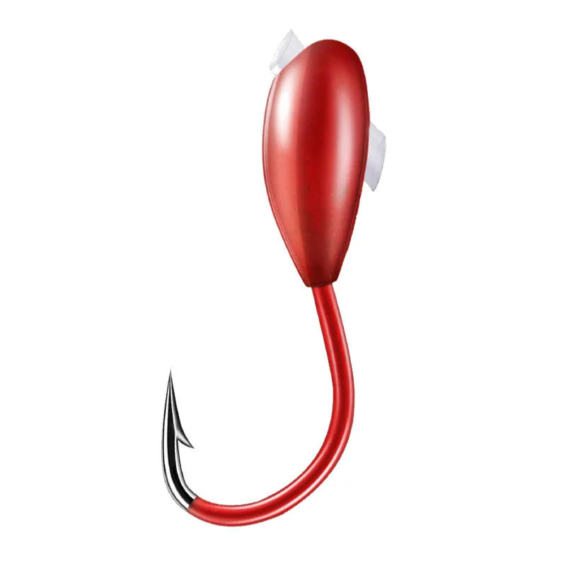 Fishing Overturned Hook 45 Degree Inclined Hole Through Traditional Barbed Hooks Red Worm Jig Head Lot 10 Pieces Sale