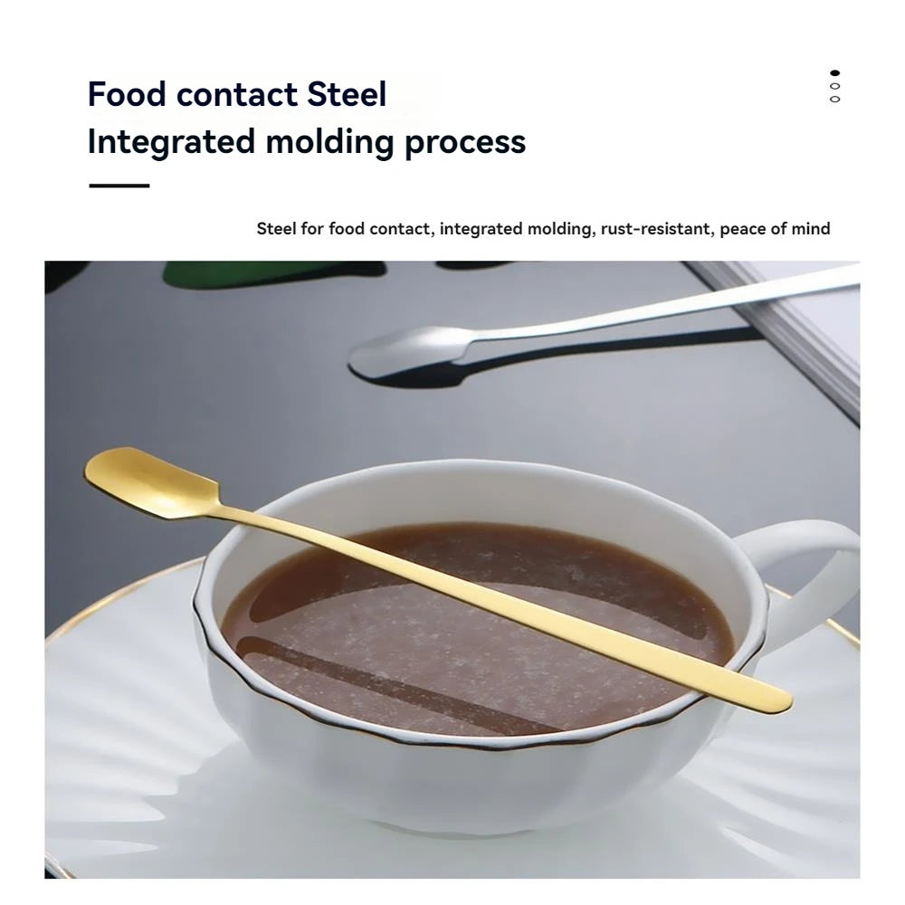 5pcs Stainless Steel Square Head Spoon Mug Tea Spoon Golden Honey Coffee Stirring Spoon Canning Medicine Powder Spoon