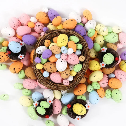 100PCS Pigeon Bird Eggs Easter Decorations For Home Colorful Foam Speck Artificial Eggs DIY Crafts Easter Party Wreath Ornaments