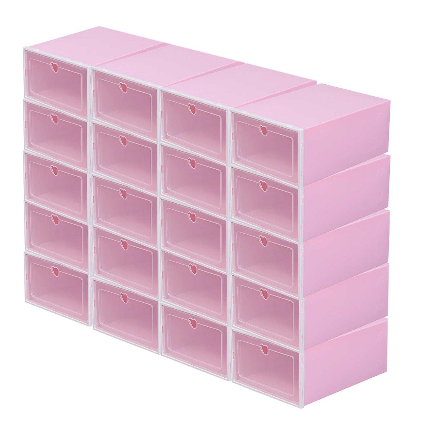 20Pcs Foldable Shoe Storage Boxes with Lids Transparent Stackable Containers Drawer Style PP Plastic Shoe Organizers