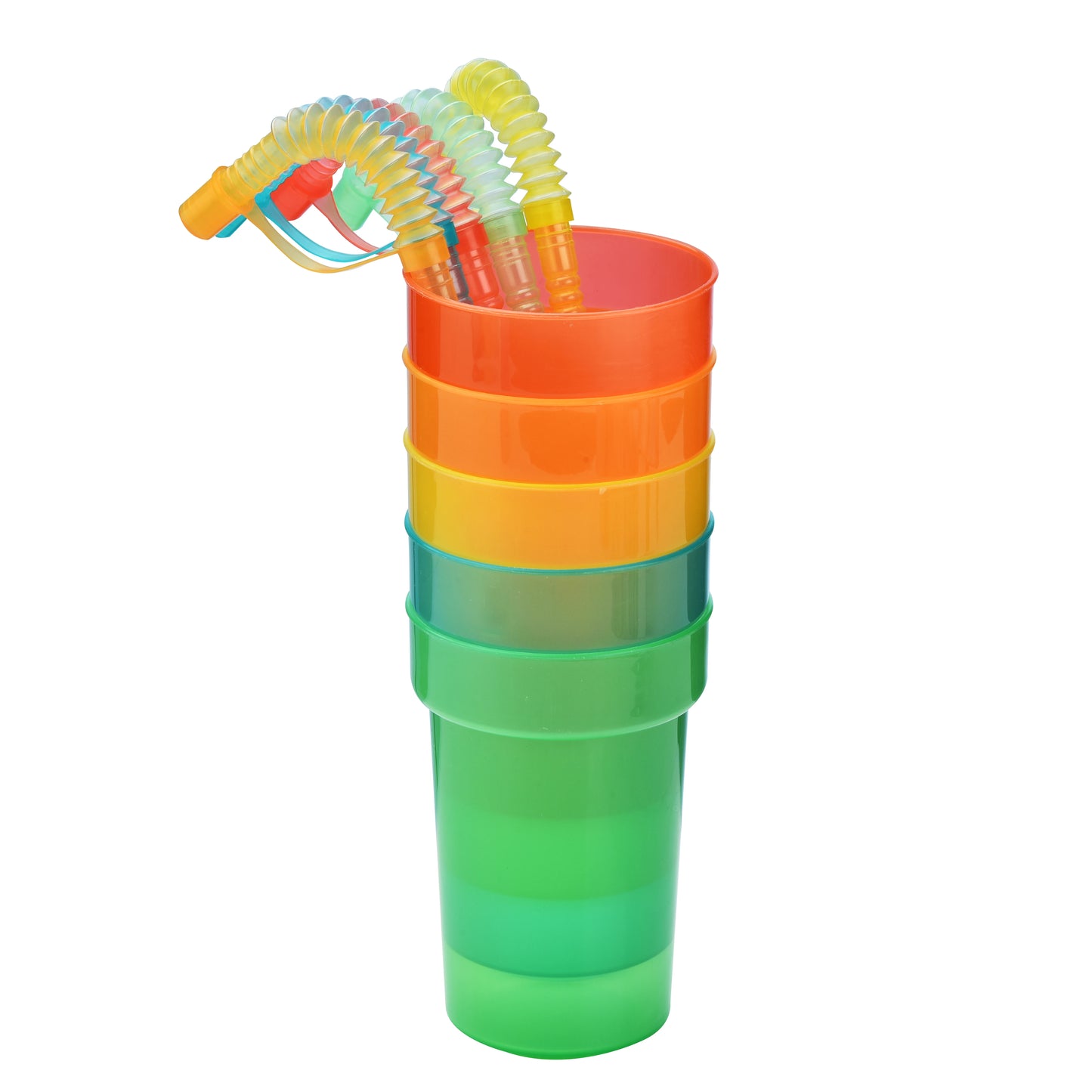 Neon Sipper Cups Reusable Spill-Proof Drinking Cups with Lids and Straws for Birthday Party Travel Xmas Juice Mug Water Bottle