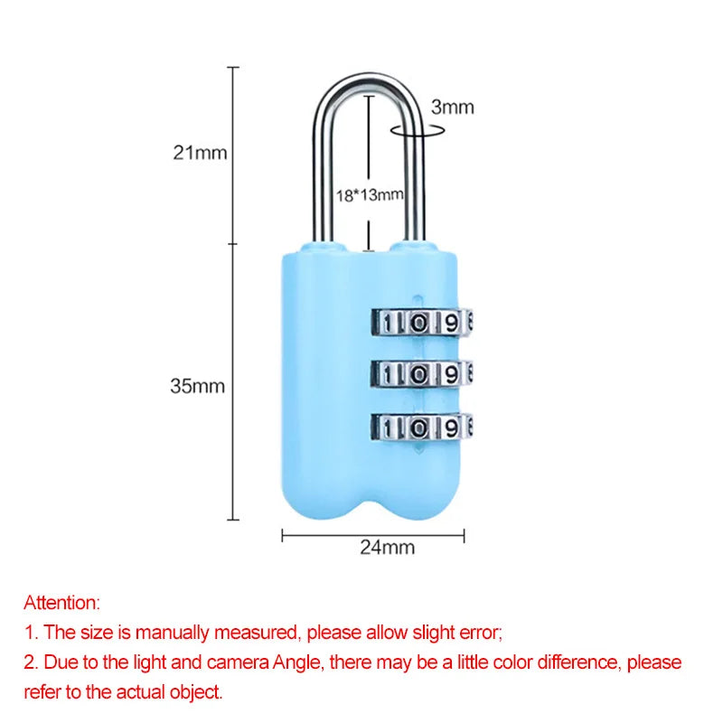 1pcs Aluminum Alloy Mini 3 Digits Number Password Code Lock Combination Padlock Pad Lock Resettable for Travelling Bag Door