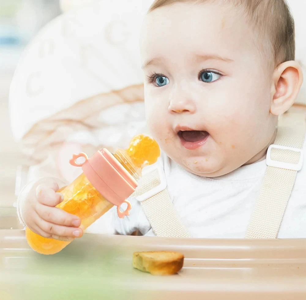 Baby Feeding Bottle + Teether Baby Silicone Rice Paste Cereal Feeding Squeeze Bottle Spoon Feeder for Newborn Child Utensils