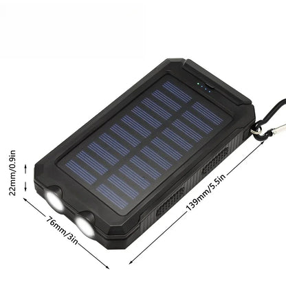 Solar Power Bank 20000mAh Charging Portable Charger Phone External Battery with SOS Flashlight 2-USB Outdoor Powerbank