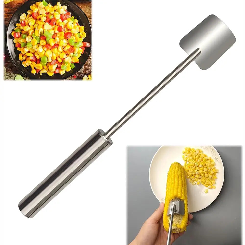 Long Handle Stainless Steel Corn Stripping Tool Corn Stripper Tool Corn on the Cob Remover For Kitchen and Outdoor Dining